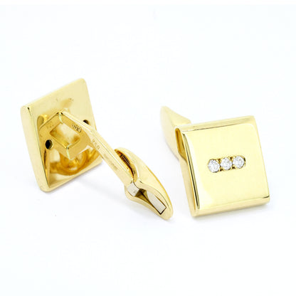 Wempe Maschettenknöpfe 750 Gold 18 Kt Gelbgold Brillanten 0,18 ct VS Wert 5900,-