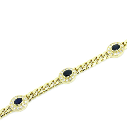Saphir Armband 585 Gold Brillanten 1,20 ct 14 Kt Gelbgold - Wert 4180,-