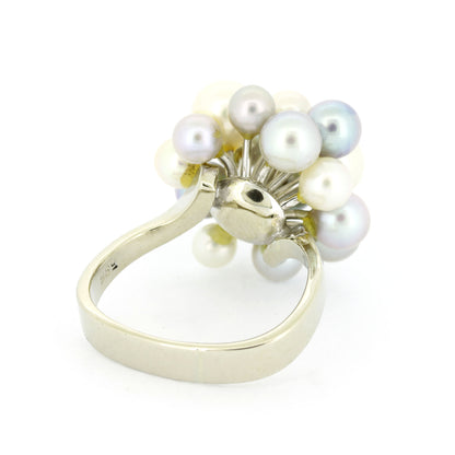 Perlen Ring 585 Gold 14 Kt Weißgold - Brillant 0,10 ct SI - Wert 1240,-