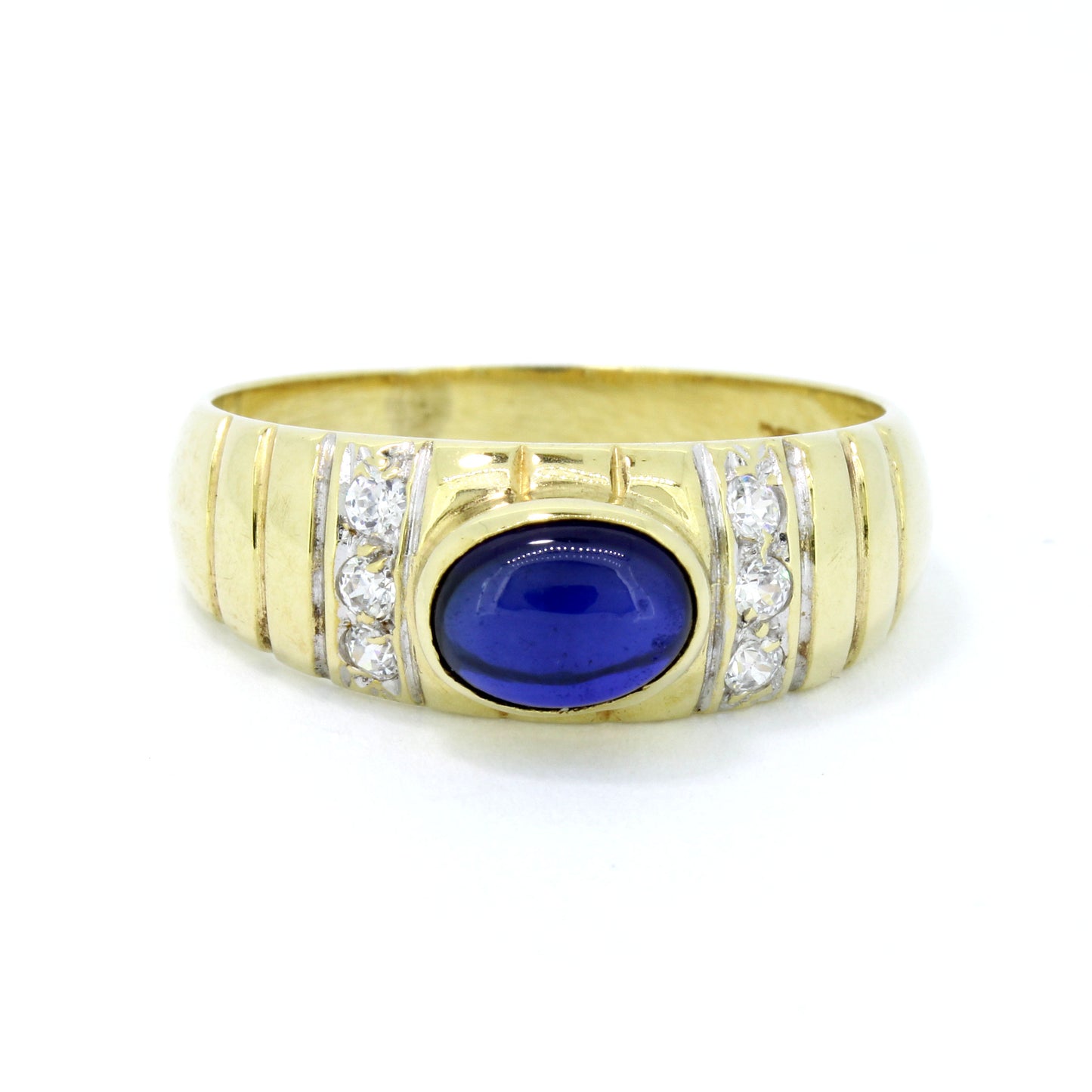 Bandring 585 Gold Ring 14 Kt mit Saphir und Diamanten