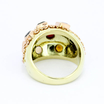 Ring 585 Gold 14 Kt Gelbgold, Rotgold mit mehreren Edelsteinen - Wert 1240,-