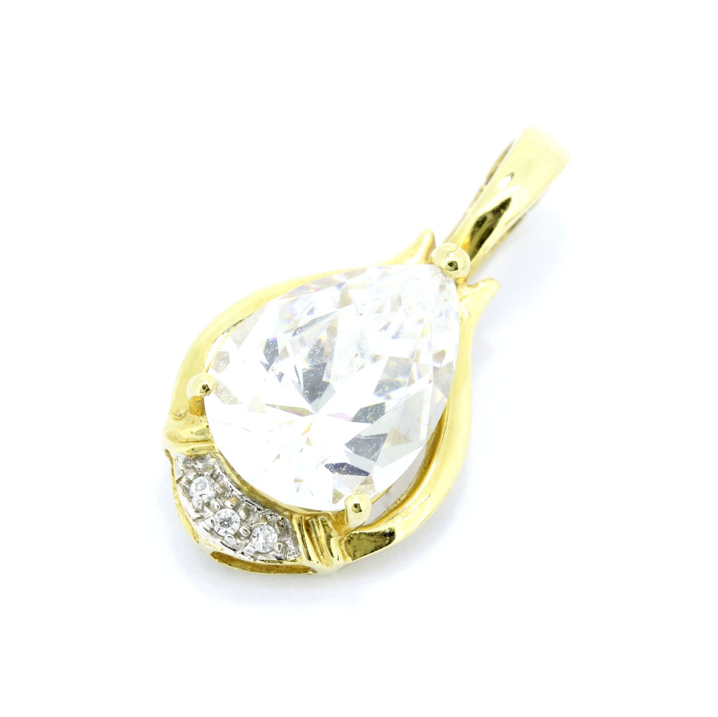 Anhänger 585 Gold 14 Kt Gelbgold Zirkonia und Diamanten SI Reinheit Wert 260,-