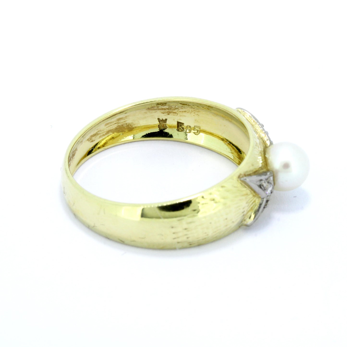 Ring 585 Gold 14 Kt mit Süßwasserperle und Diamanten Wert 400,-
