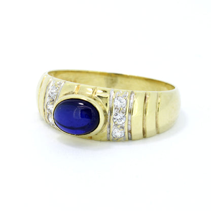 Bandring 585 Gold Ring 14 Kt mit Saphir und Diamanten