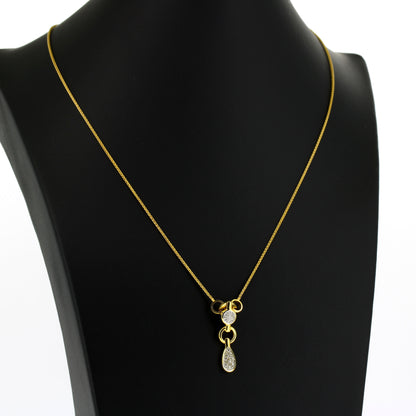 Collier Zopfkette 333 Gold 8 Kt  Anhänger 15 Brillanten ca. 0,10 ct - Wert 420,-