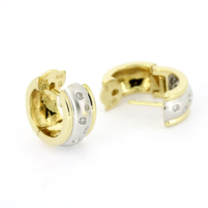 Ohrringe Creolen 585 Gold 14 Kt - 12 Diamanten ca. 0,12 ct H - SI - Wert 1030,-