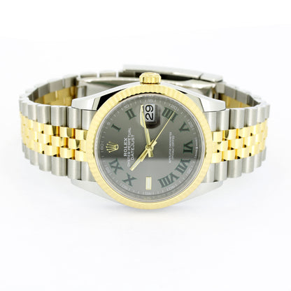 Rolex Datejust 36 126233 18 kt Gold Stahl Wimbledon Automatik - Full Set