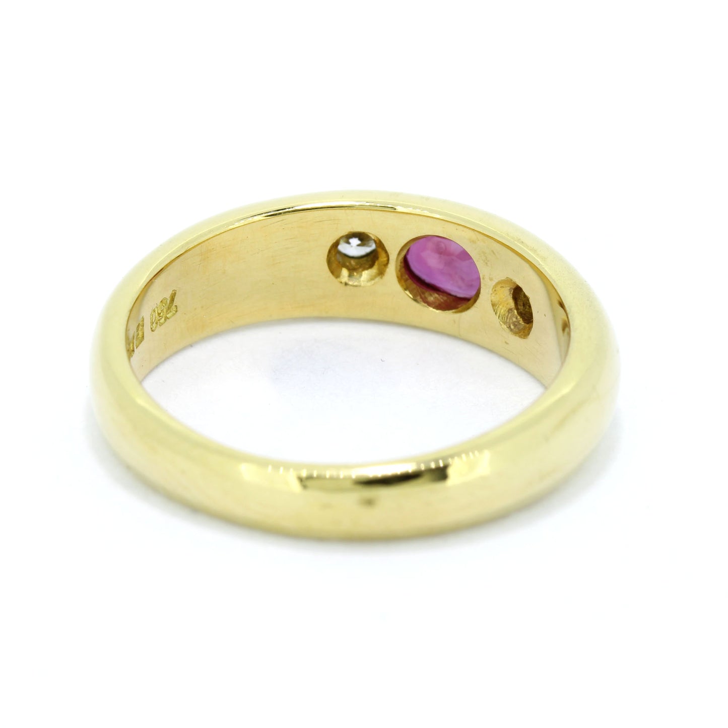 Rubin Band Ring 750 Gold 18 Kt Gelbgold - Brillant 0,10 ct H - SI - Wert 790,-