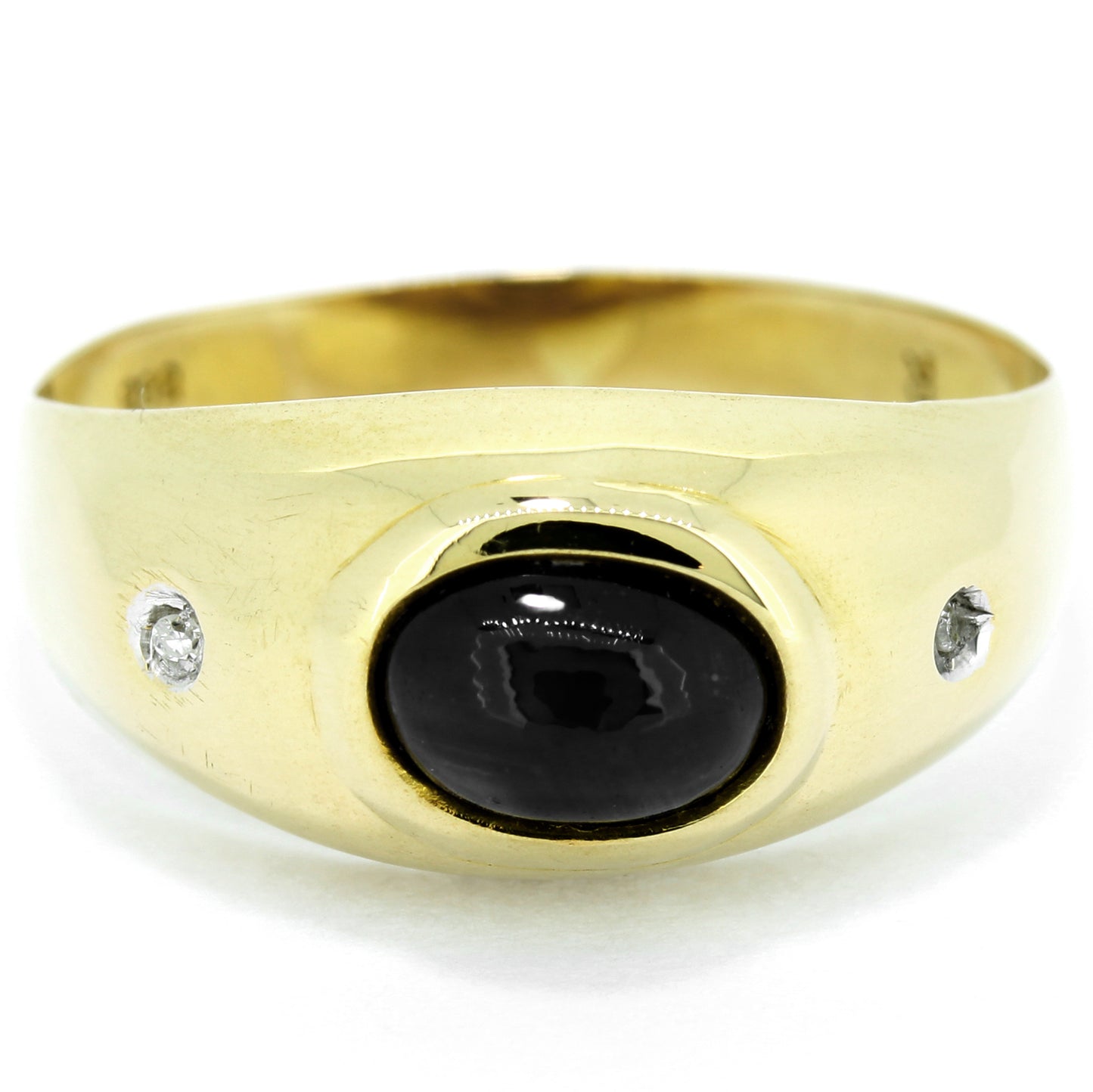 Saphir Cabochon Ring 585er Gold 14 Kt Gelbgold - Diamanten - Wert 220,-