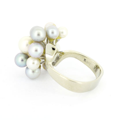 Perlen Ring 585 Gold 14 Kt Weißgold - Brillant 0,10 ct SI - Wert 1240,-