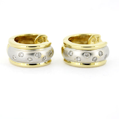 Ohrringe Creolen 585 Gold 14 Kt - 12 Diamanten ca. 0,12 ct H - SI - Wert 1030,-